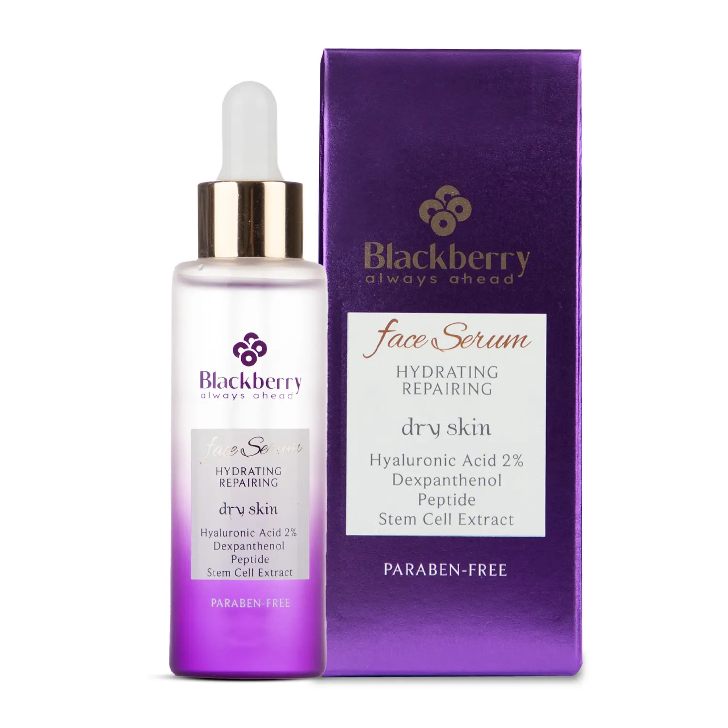سرم صورت آبرسان و ترمیم کننده حاوی ۲% هیالورونیک اسید و دکسپانتنول مناسب پوست خشک ۴۰ میلی بلک بری