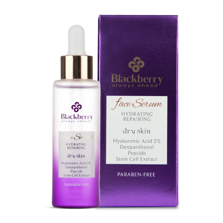 سرم صورت آبرسان و ترمیم کننده حاوی ۲% هیالورونیک اسید و دکسپانتنول مناسب پوست خشک ۴۰ میلی بلک بری