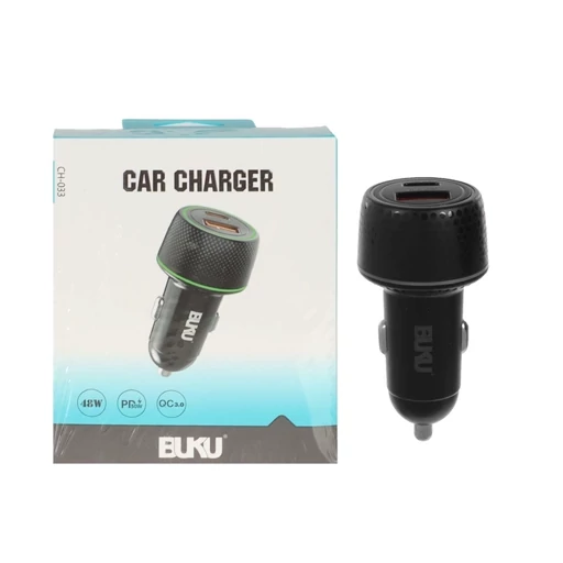 شارژر فندکی 48W فست و PD دو پورت BUKU اورجینال مدل CH-033